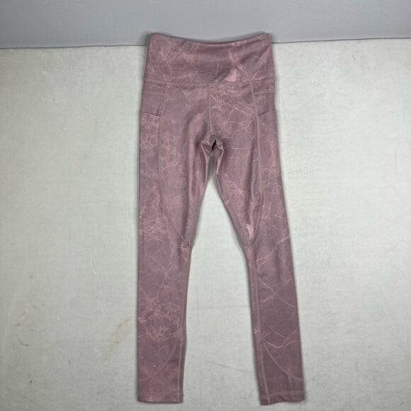Zyia Active Pink Rose Marbled Print Mid Rise 7/8 Legging Women's Size 0 - Picture 2 of 8